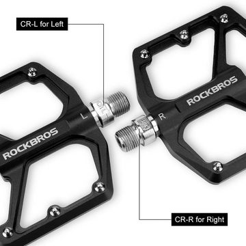 ROCKBROS Fahrradpedale Rennrad Pedale Aluminium Plattform Pedale 9/16 Zoll (Ultraleicht Antirutsch Fahrrad Pedale für MTB E-Bike Stadtrad)