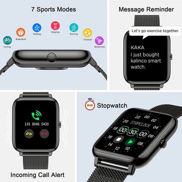 AOYATE Smartwatch, Damen Herren Smartwatch, Fitness Tracker Uhr Smartwatch (Fitnessuhr mit Telefonfunktion 1,69" HD Voll Touchscreen Zoll, Smartwatch Fitness Tracker Uhr, IP67 Wasserdicht, Uhren Watch für Android IOS, Fitnessuhr Tracker mit Pulsmesser Schrittzähler Schlafmonitor Aktivitätstracker Zoll)