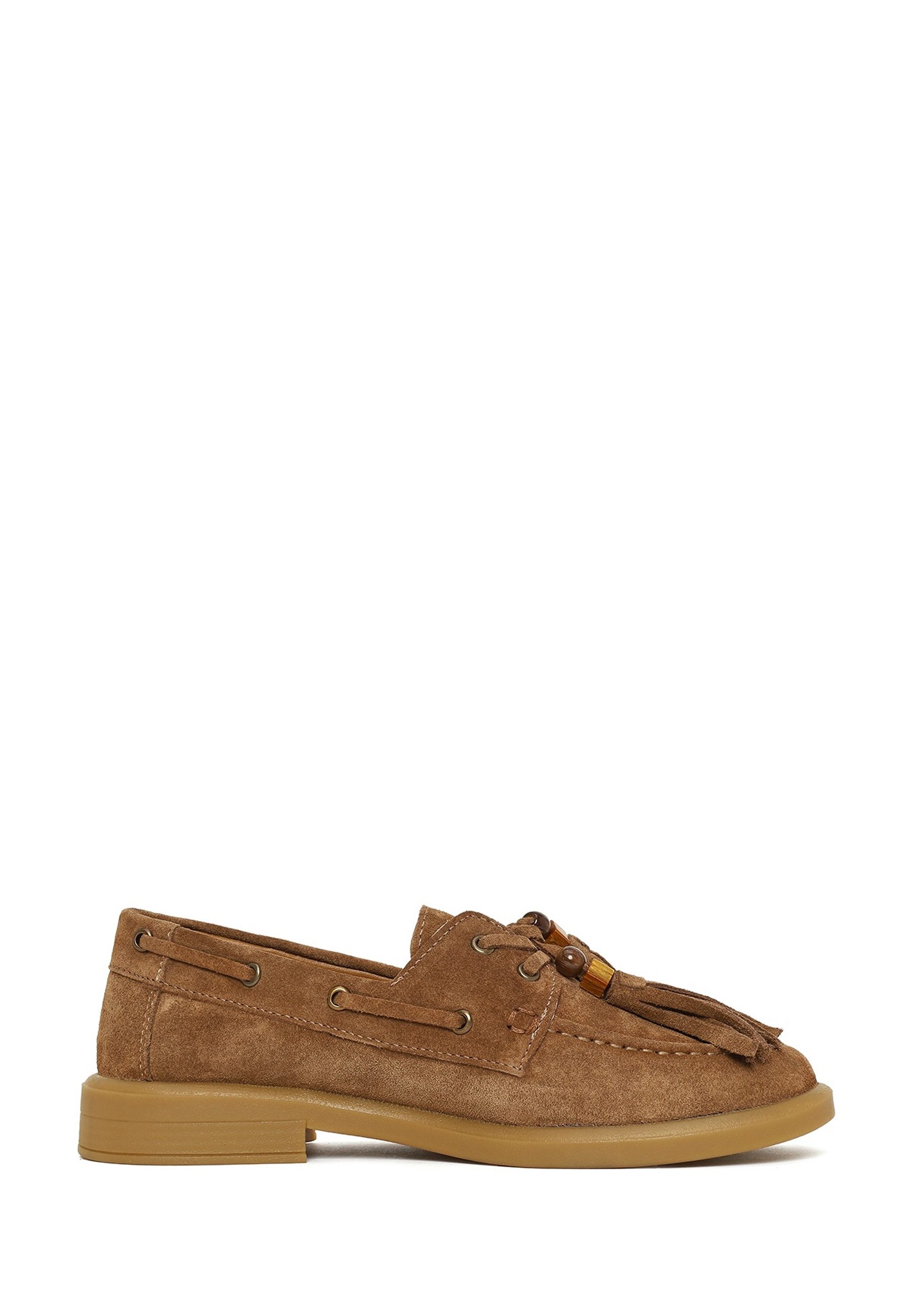 Derimod Schuhe aus Veloursleder Loafer Wildleder-Obermaterial, Textilfutter, Slip-on-Stil, Quasten-Akzent