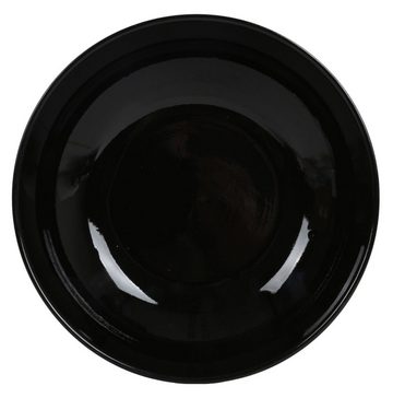 BURI Teller Suppenteller 4er-Set schwarz gestreift Keramik Speiseteller Essteller