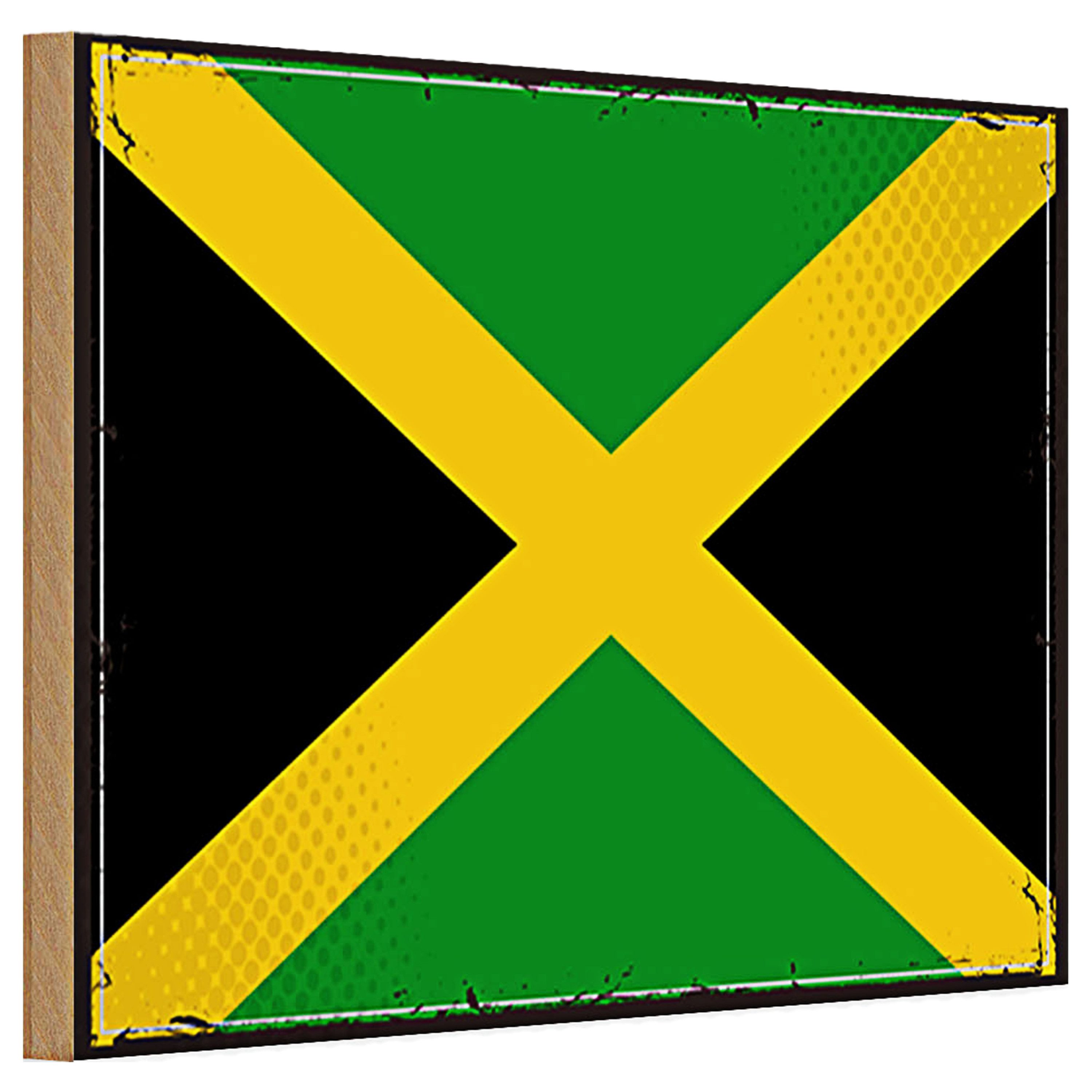 Roomando Holzbild Holzschild Flagge Jamaika 30x20cm Retro Flag of Jamaica