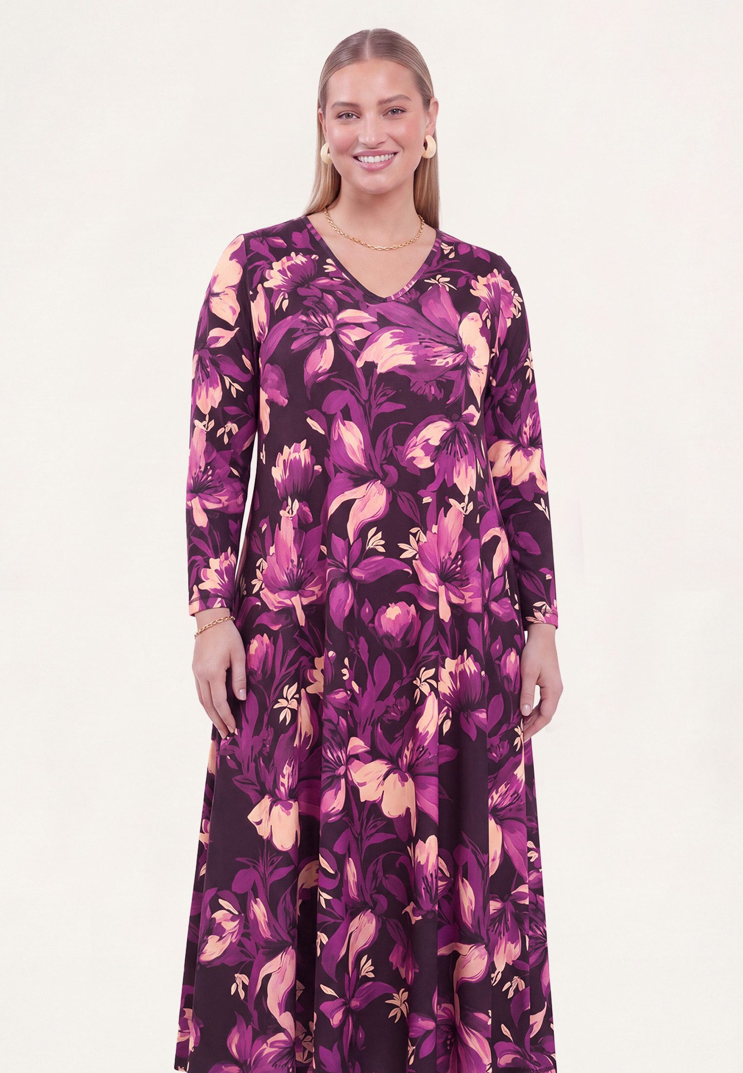 YOEK A-Linien-Kleid Damen Kleid mit Langarm mit langen Ärmeln