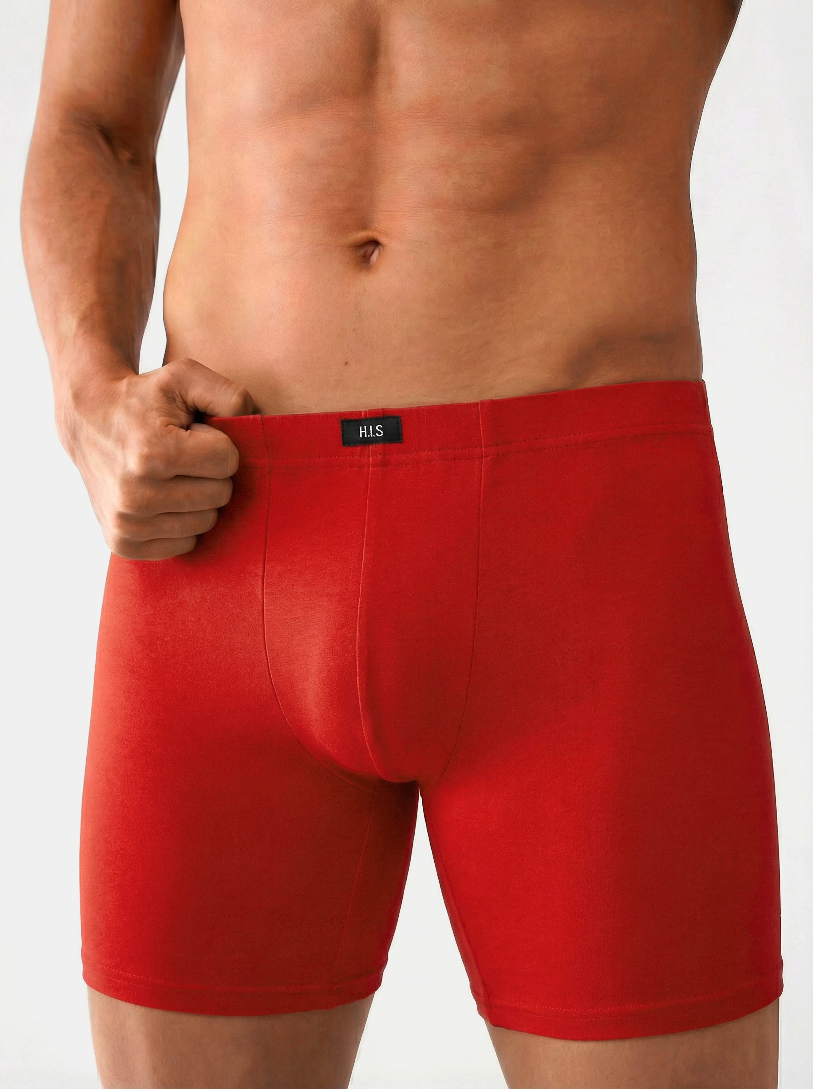 H.I.S Langer Boxer (Packung, 5-St) Boxershorts aus Baumwolle mit langem Bein, Logo am Bund