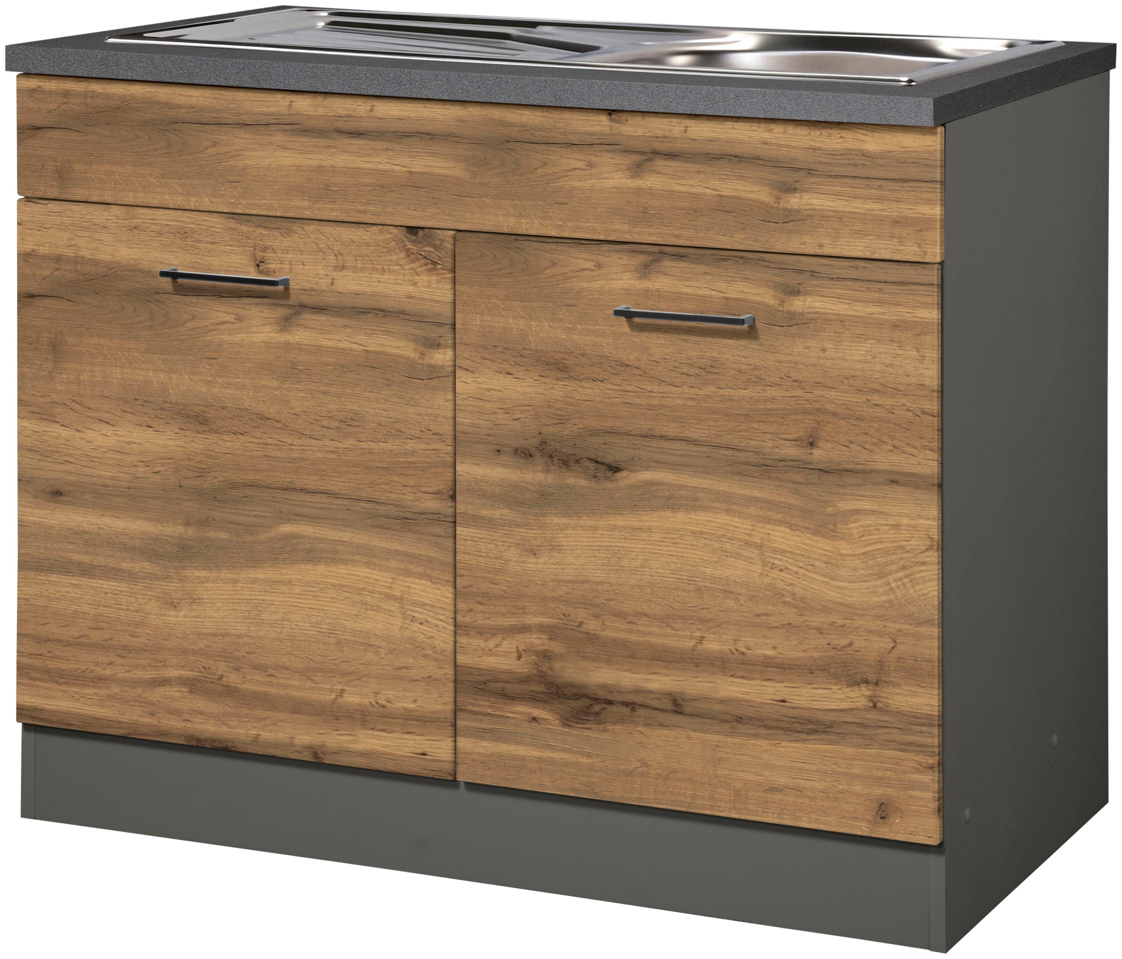 KOCHSTATION Spülenschrank KS-Trier Breite 100 cm, inklusive Einbauspüle