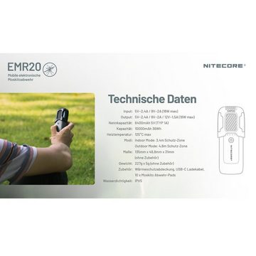 Nitecore LED Taschenlampe EMR20 - Mückenabwehr mit integriertem Akku