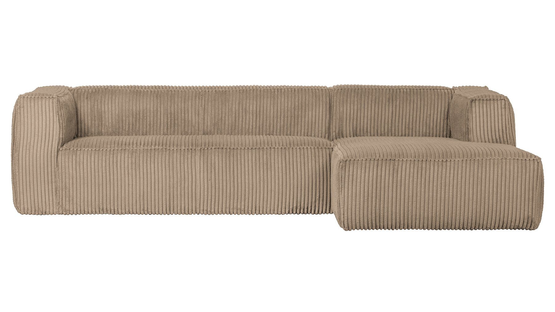 WOOOD Ecksofa Longchair-Sofa Bean Rechts - Ribcord Travertin, freistellbar