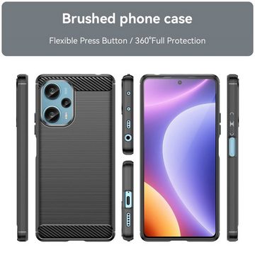 CoverKingz Handyhülle Hülle für Xiaomi Poco F5 5G/Redmi Note 12 Turbo Handy Silikon Cover, Carbon Look Brushed Design