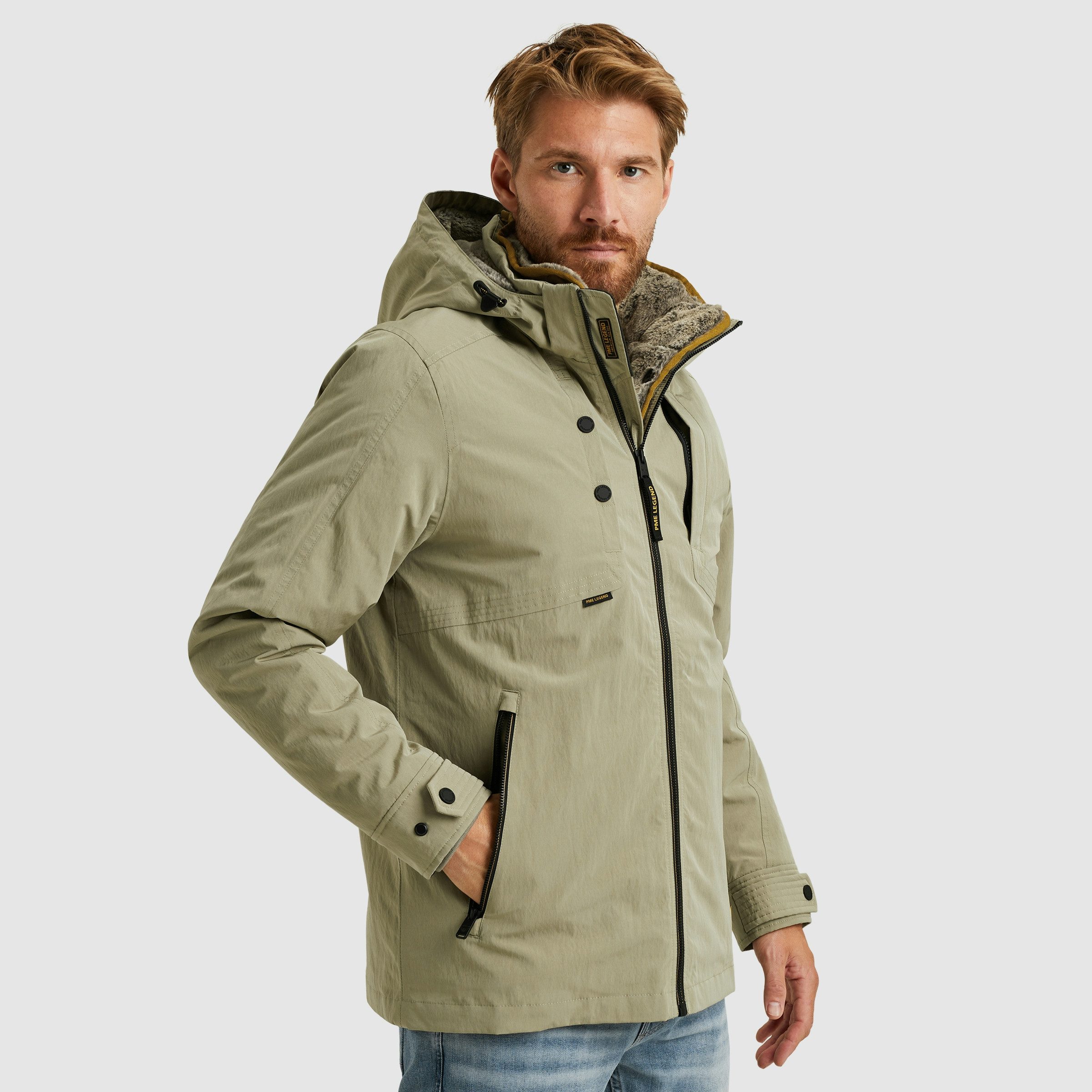 PME LEGEND Winterjacke Herausnehmbares Fellimitat günstig online kaufen