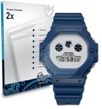 Bruni Schutzfolie Glasklare Displayschutzfolie für Casio DW-5900WY-2, (2 Folien), praktisch unsichtbar