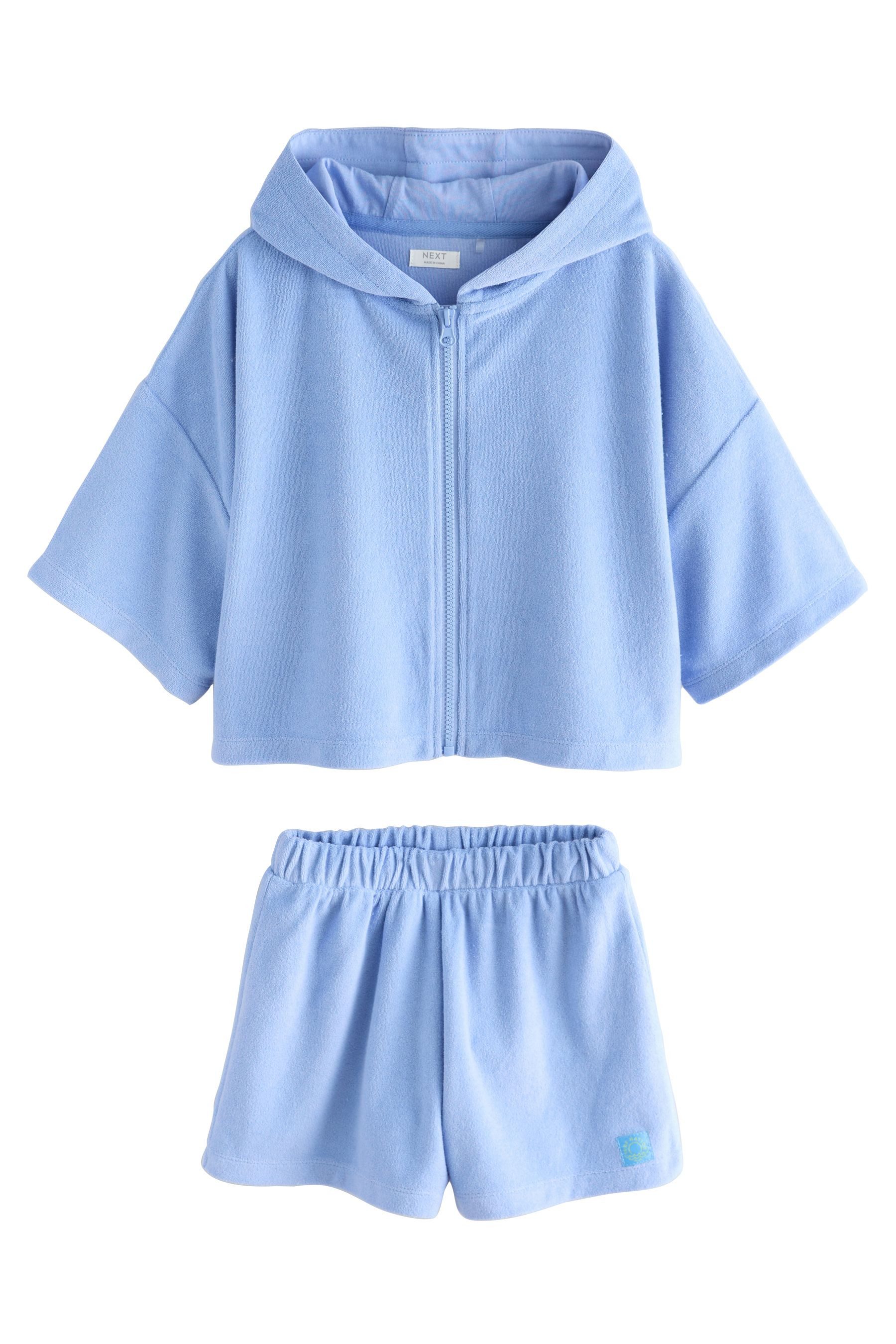 Next Badeponcho Frottee-Kapuzenjacke und Shorts im Set, Baumwolle, Polyester