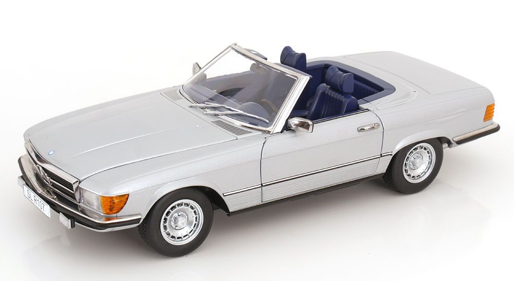 KK Scale Modellauto Mercedes 450 SL R107 Cabrio 1985 silber, Maßstab 1:12