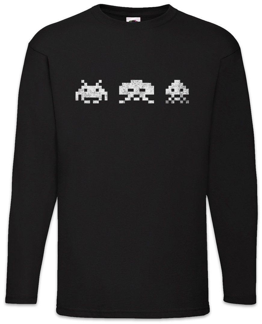 Urban Backwoods Langarmshirt Digital Invaders Langarm T-Shirt Spiel Arcade Game Retro Nerd Alien VG (1-tlg) Sprite Space 80s Eighties