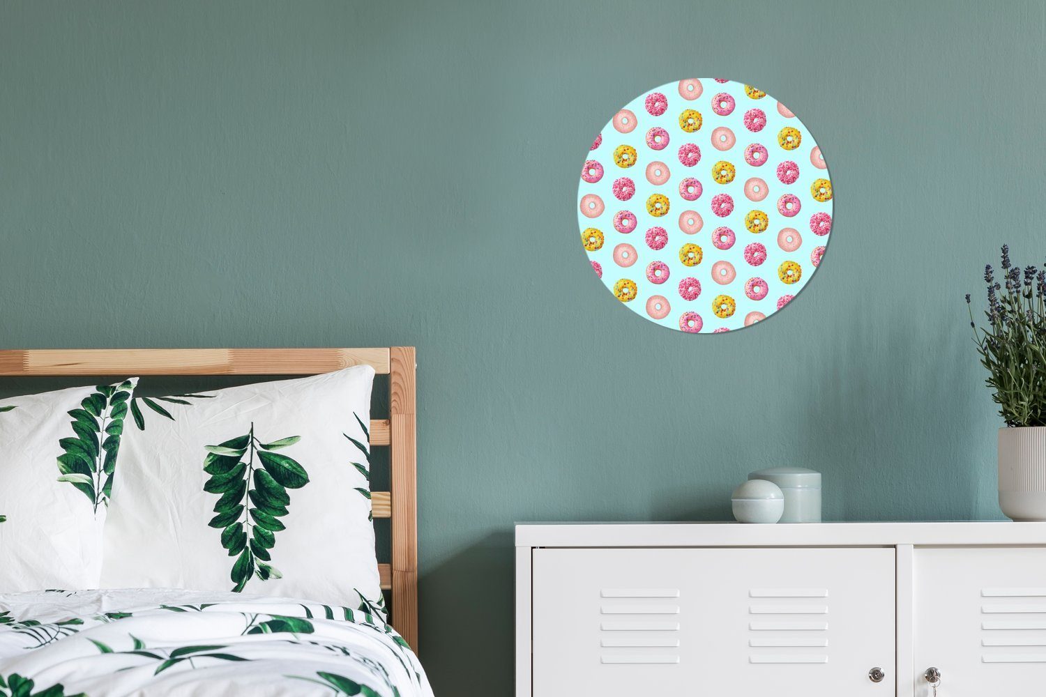Tapetenaufkleber, Muster Donut MuchoWow (1 - Tapetenkreis Rund, St), - Kinderzimmer, Farben Wandsticker Wohnzimmer für