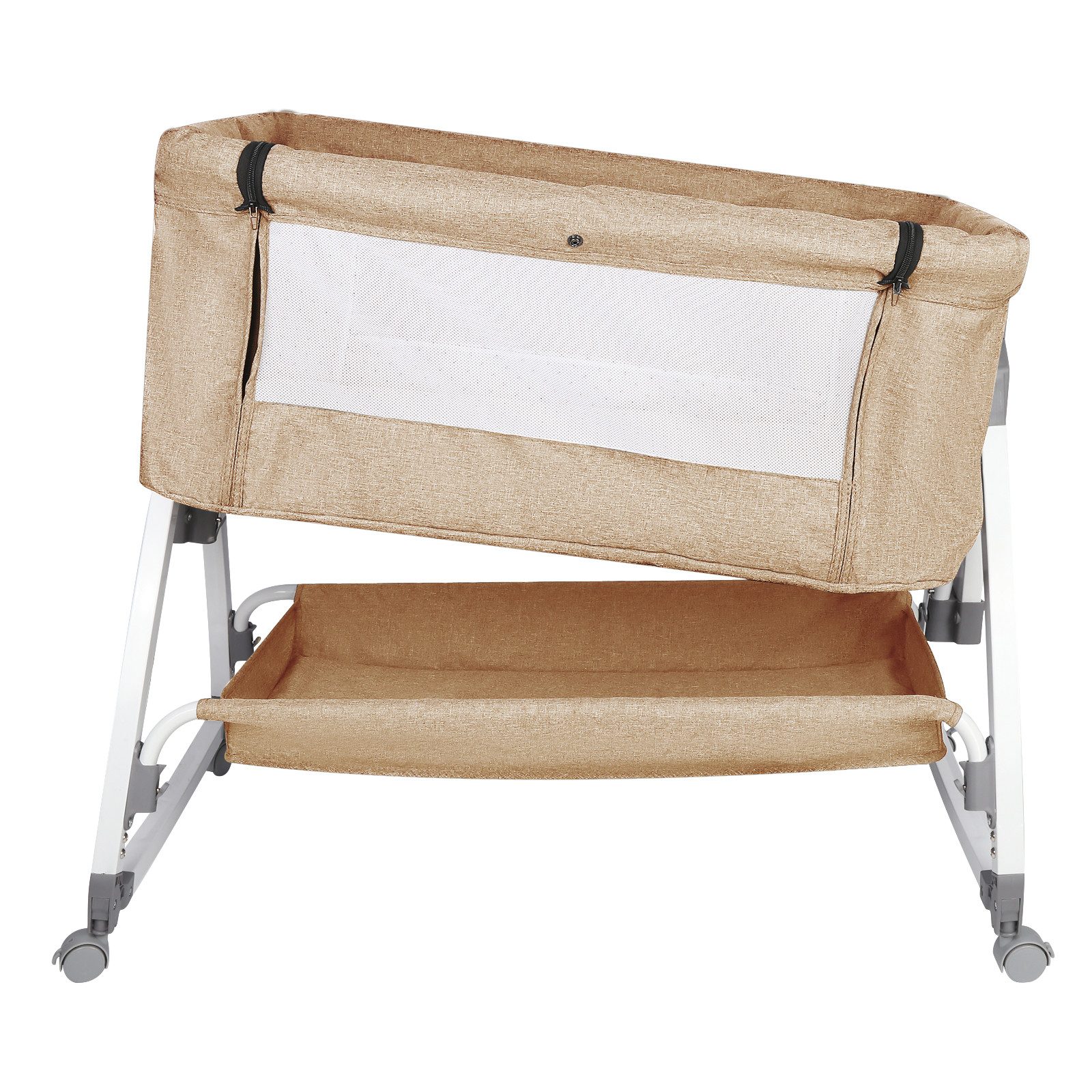 JEOBEST Beistellbett 3 in 1 Babybett, Schaukelmodus, mit atmungsaktivem Netz und Laken, mit Rollen Kinderbett, 6-Fach Höhenverstellung, Moskitonetz, Lagerung – Bild 5 von 5