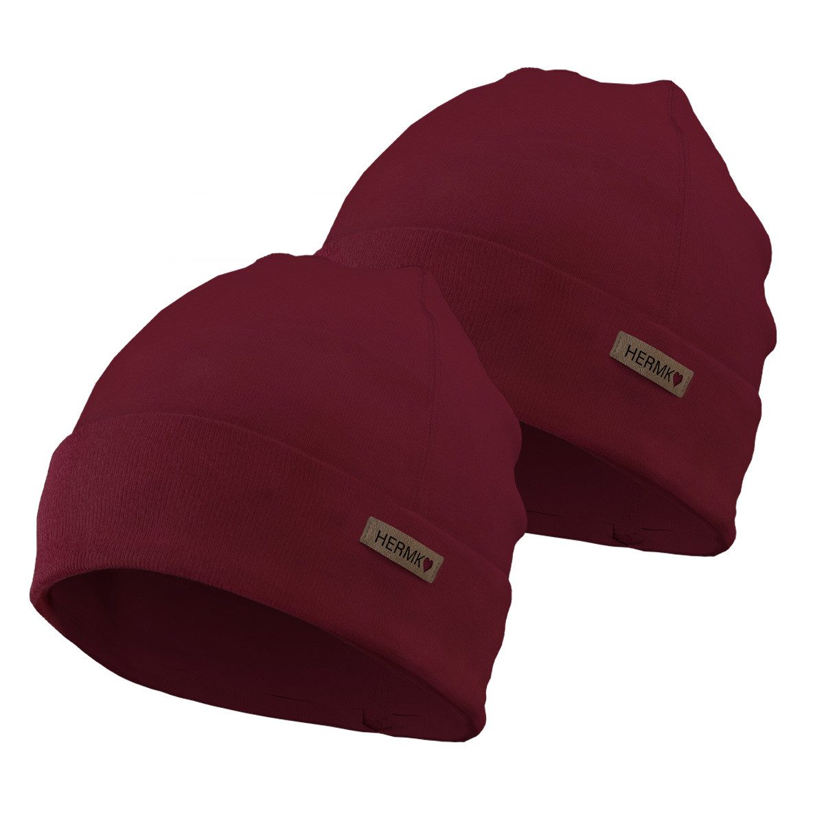 HERMKO Beanie 881910 (2er) 100 % Bio- Baumwoll Mützen unisex hergestellt in EU