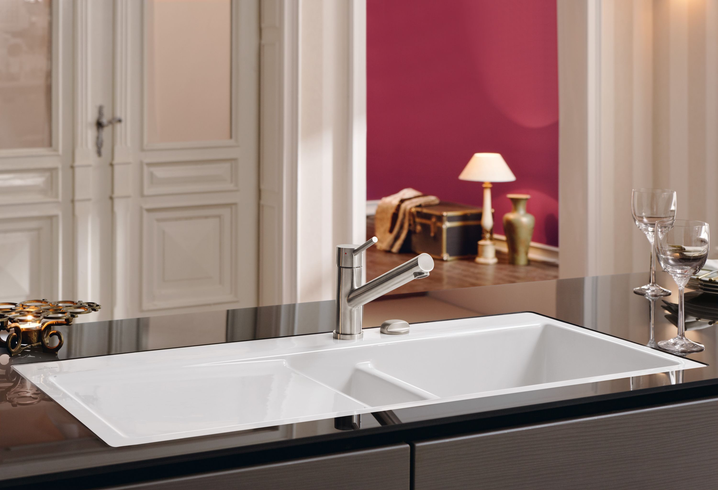 Villeroy & Boch Einbauspüle Edle Keramikspüle 67122FRW, Subway 60 flat