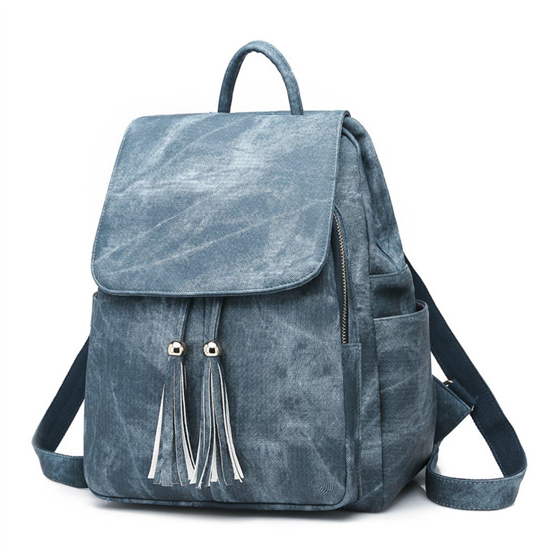 Kunstleder Student blau Cityrucksack HNDSG Umhängetasche, Schoolbag Travel Damen Backpack