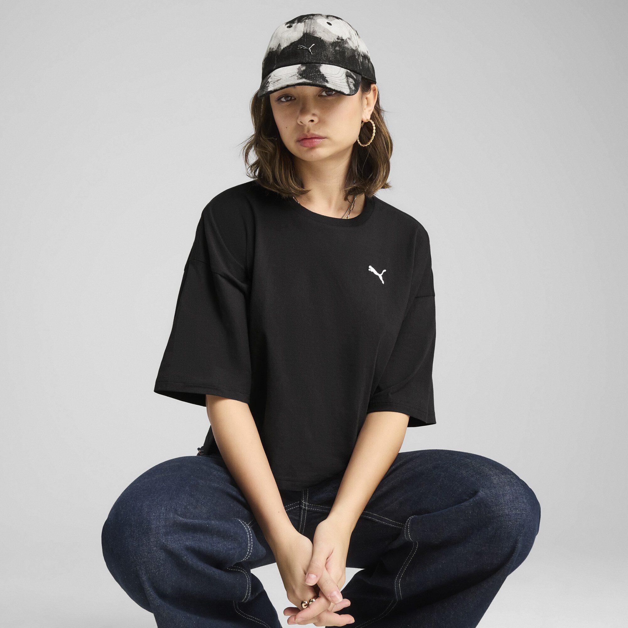 PUMA T-Shirt WARDROBE ESS Kurzes Oversized-T-Shirt Damen