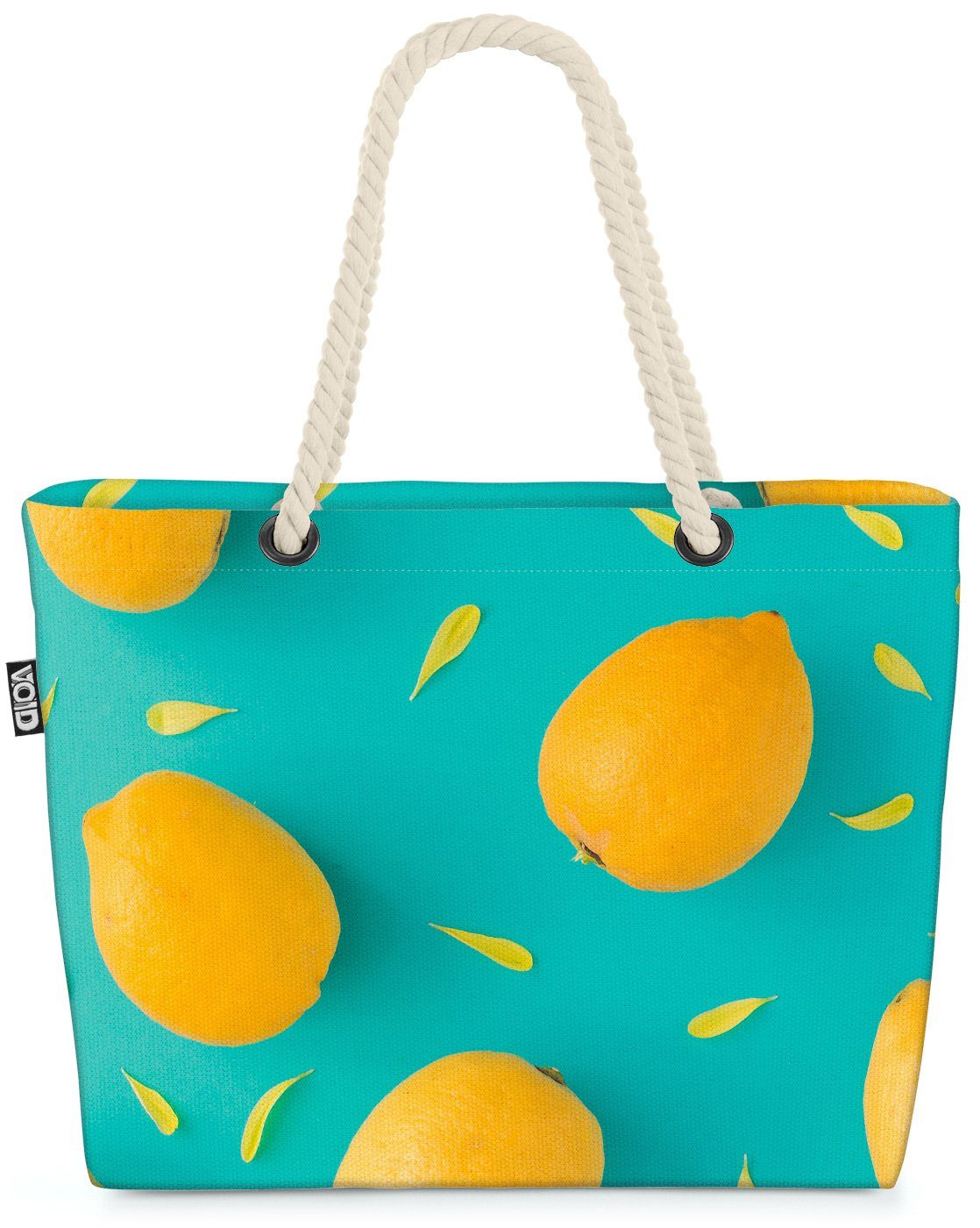 VOID Strandtasche (1-tlg), Zitronenmuster Beach Bag Früchte Frucht Essen Kochen Küche Obst Gesund Sauer