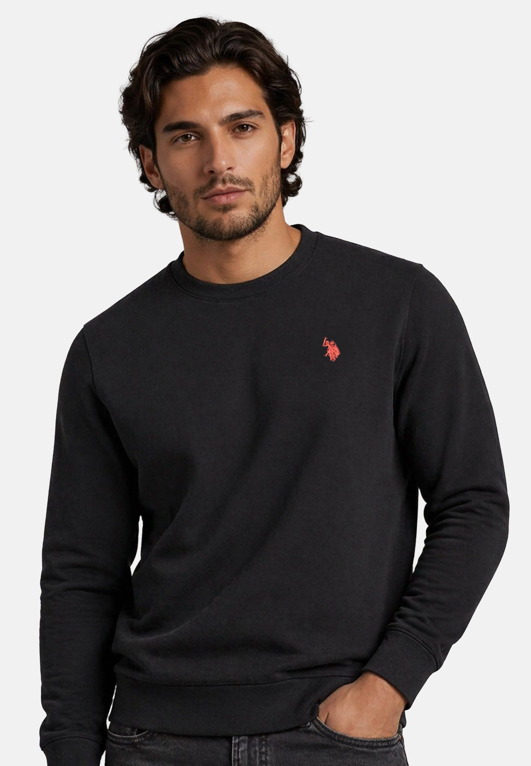 U.S. Polo Assn. Rundhalspullover USJaxxon – Herren Sweatshirt mit Rundhalsausschnitt Weiche Baumwollmischung, formstabil und mit Logo-Stickerei