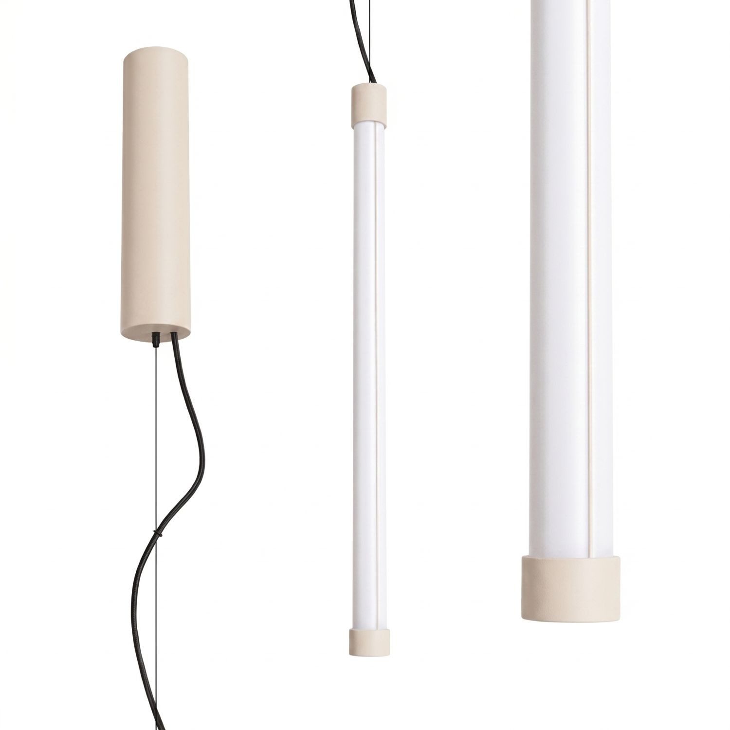Licht-Erlebnisse Pendelleuchte ORSAY, LED fest integriert, Warmweiß, Metall LED dimmbar rund Ø 3 cm H: max. 200 cm Beige 3000 K 1719 lm