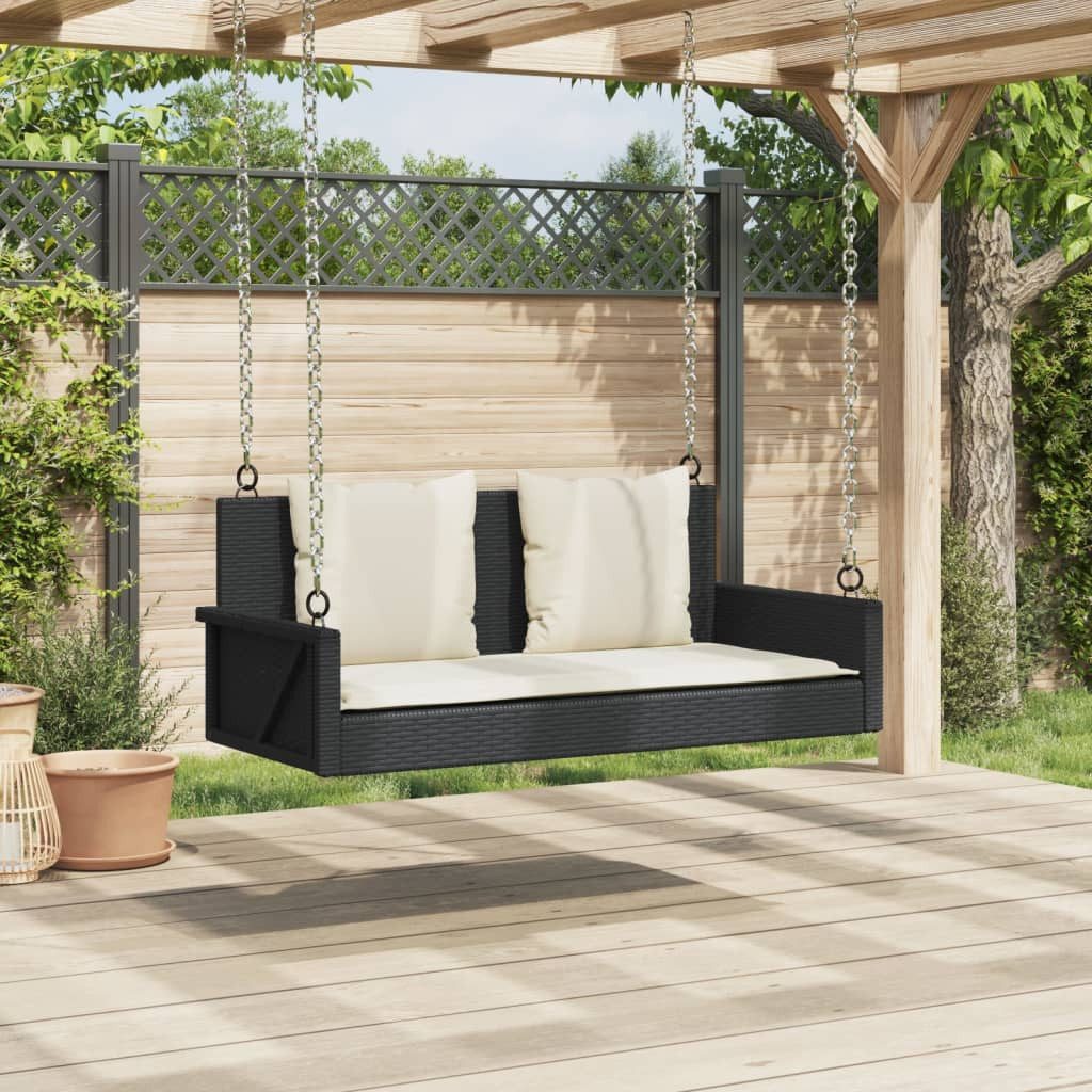 vidaXL Gartenbank Hängebank mit Kissen Schwarz günstig online kaufen