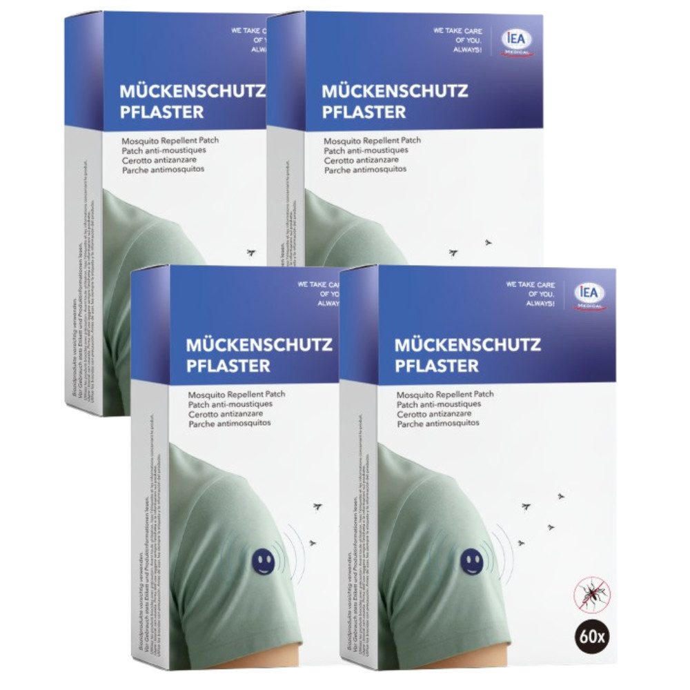 IEA Medical Insektenstichpflaster Mückenschutzpflaster Kinder (Multipack, 240 St., 4 x 60 Stück), Mückenschutz ohne Spray, Citronella Sticker, Reiseapotheke & Outdoor