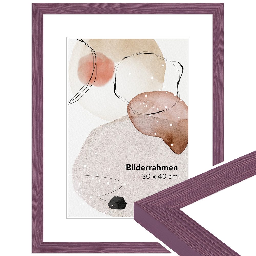 WANDStyle Bilderrahmen H300, Violetter Bilderrahmen 20x30 Holz, Moderner Fotorahmen 20x30 cm