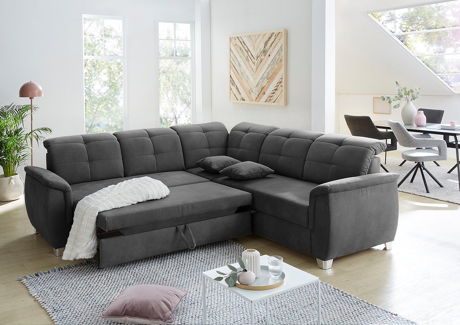 verstellbaren | Gästebett- Ecksofa Relaxfunktion 6 anthrazit anthrazit individuell, Gruppe Jockenhöfer und Kopfteilen, Udine,