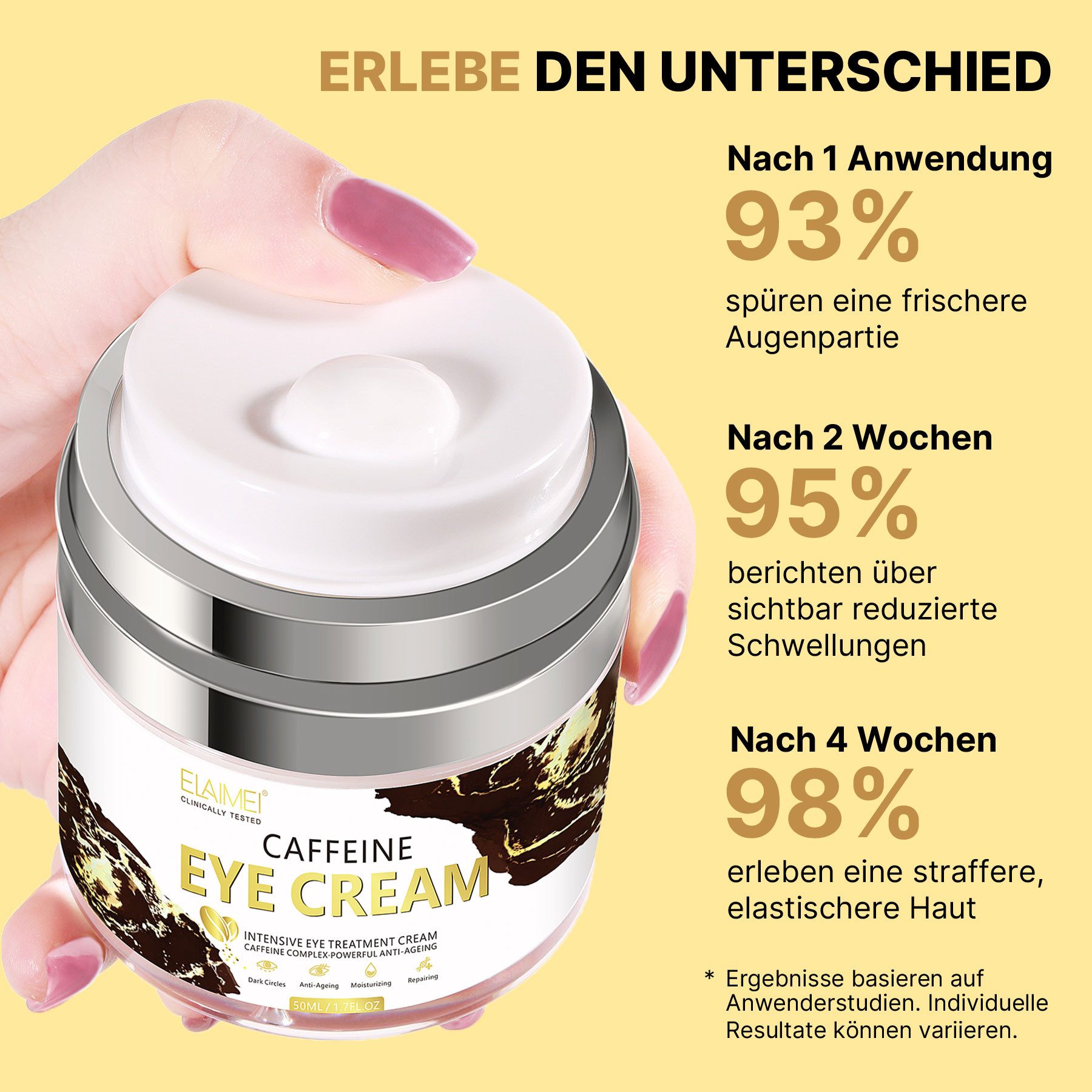 ALIVER Anti-Aging-Augencreme Koffein Anti-Aging Reduziert Augenringe Schwellungen Tränensäcke, 1-tlg., Augenpflege, Tagescreme, Anti-Falten, Aliver