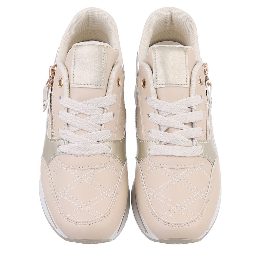 Ital-Design Damen Low-Top Freizeit Sneaker (88671442) Keilabsatz/Wedge Sneakers Low in Beige – Bild 4 von 5