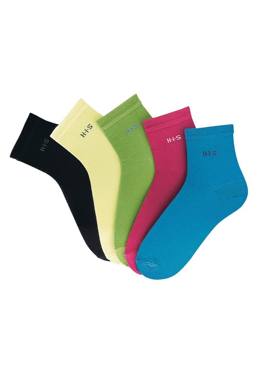 H.I.S Kurzsocken Damen halbhohe Socken, Knöchelsocken sportliche Freizeitsocken (Packung, 5-Paar, Mini Crew, Quarter) mit Bündchen über dem Knöchel