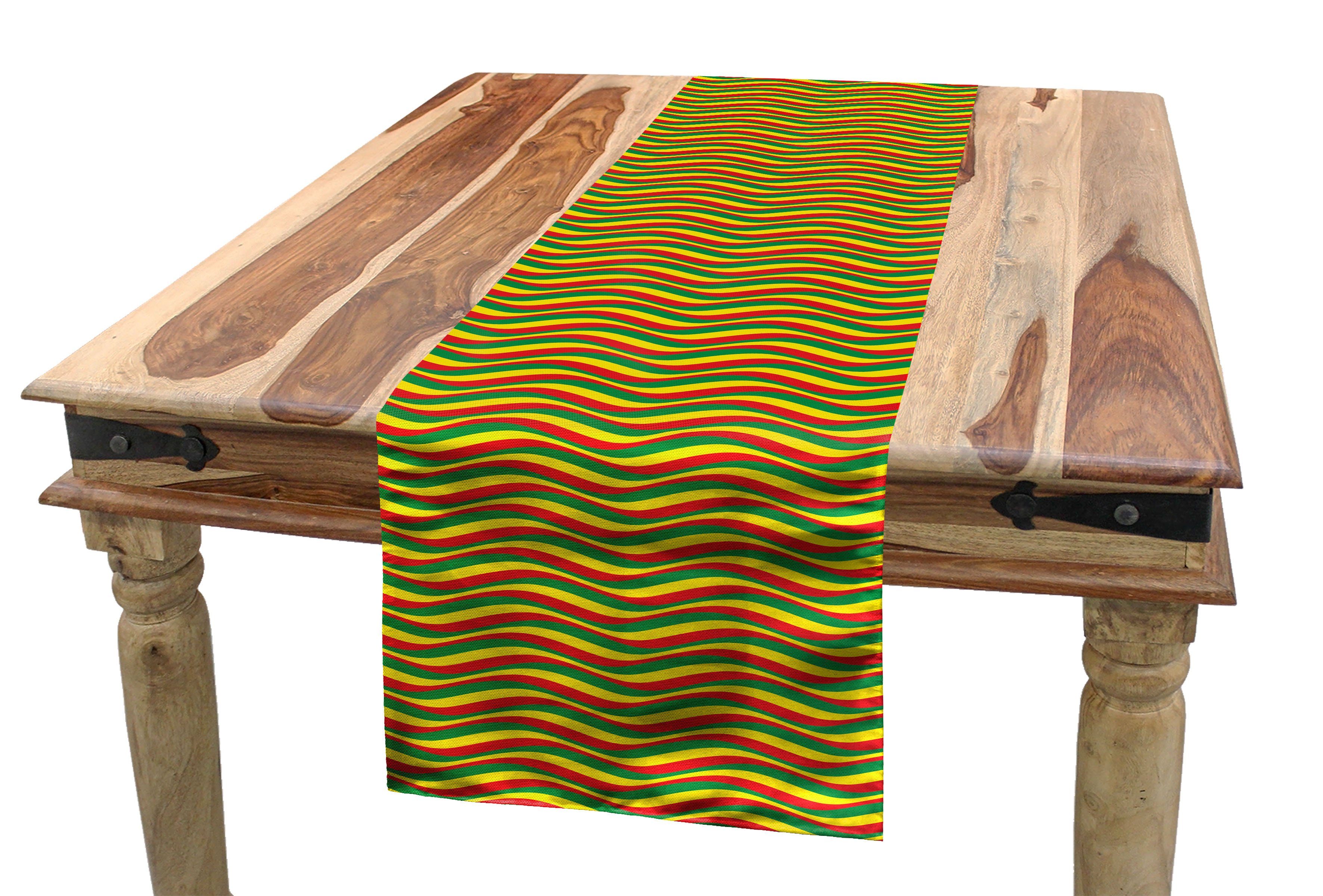 Abakuhaus Tischläufer Esszimmer Küche Rechteckiger Dekorativer Tischläufer, Rasta Ethiopian gewellte Streifen