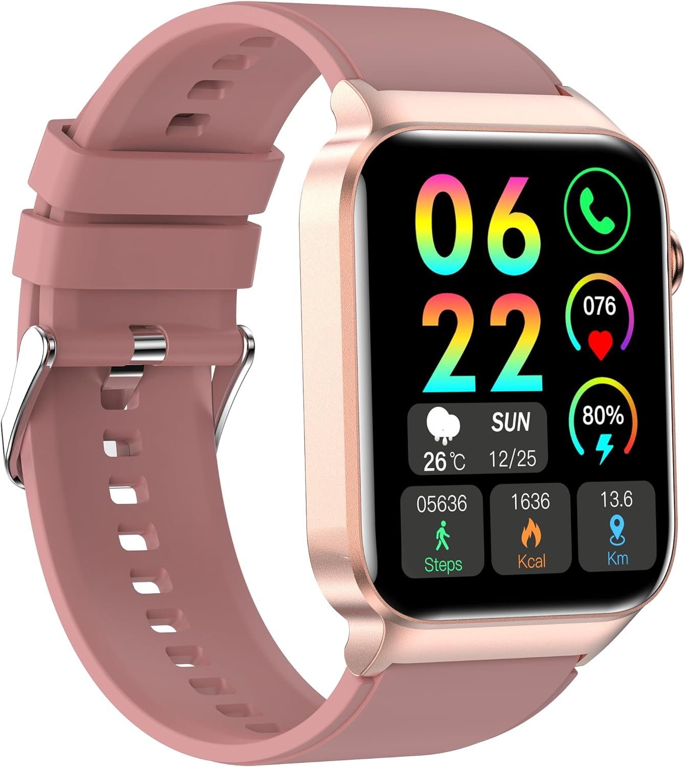 Nerunsa Smartwatch (1,85 Zoll, Android iOS), 110+ Sportmodi Sportuhr,  Fitnessuhr mit Herzfrequenz IP68 Wasserdicht