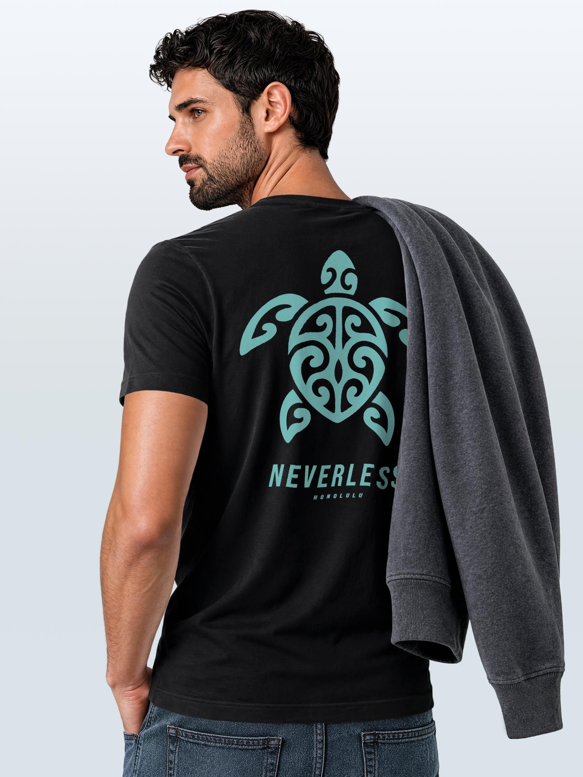 Neverless Print-Shirt Herren T-Shirt Backprint - Beach Design Honolulu Turtel - mit Print – Bild 5 von 5