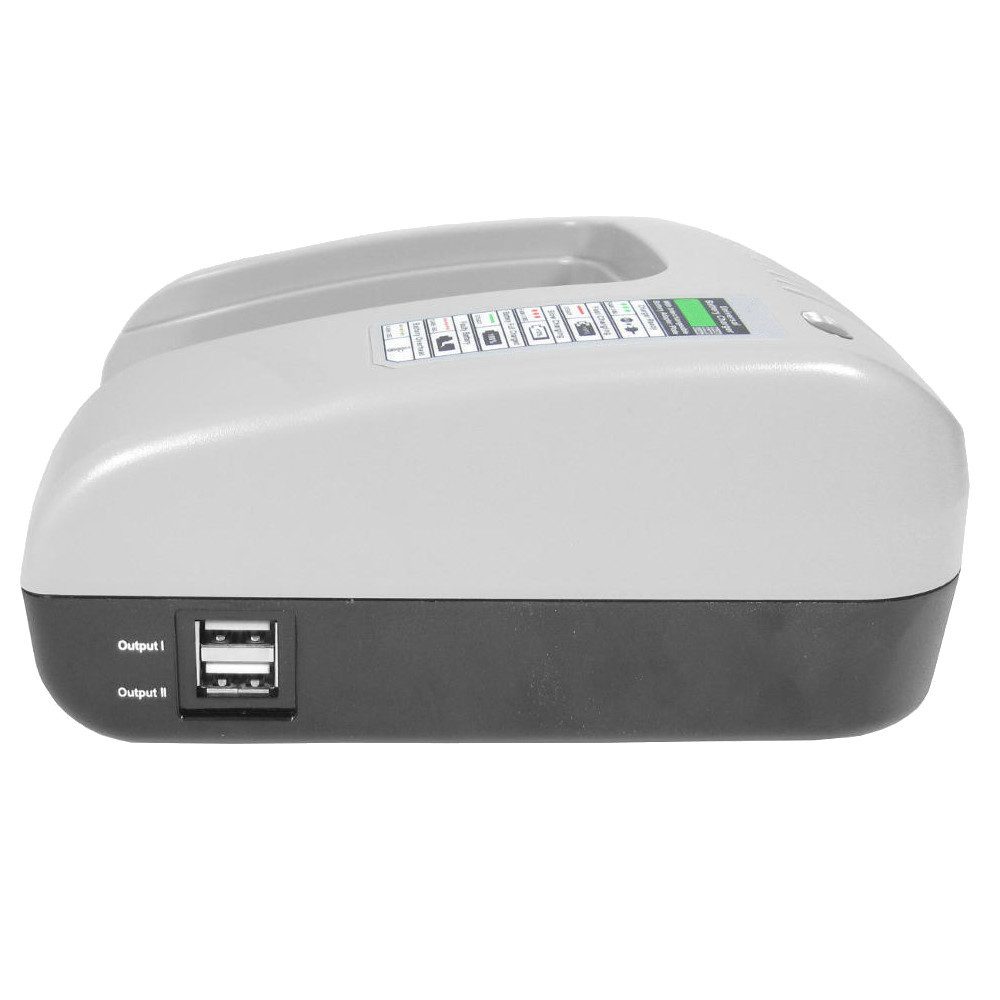 Trade-Shop Ladestation passend für Black & Decker HP146F4L HP146F4LBK HP146F4LK USB-Ladegerät (Geeignet für 14,4V Li-Ion Akkus / mit zwei USB-Anschlüssen)