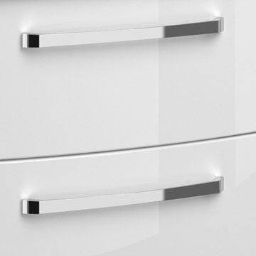 Lomadox Waschtisch-Set FES-4010-66, (Spar-Set, 0-St), weiß glänzend, Unterschrank gerundeter Front, Spiegelschrank