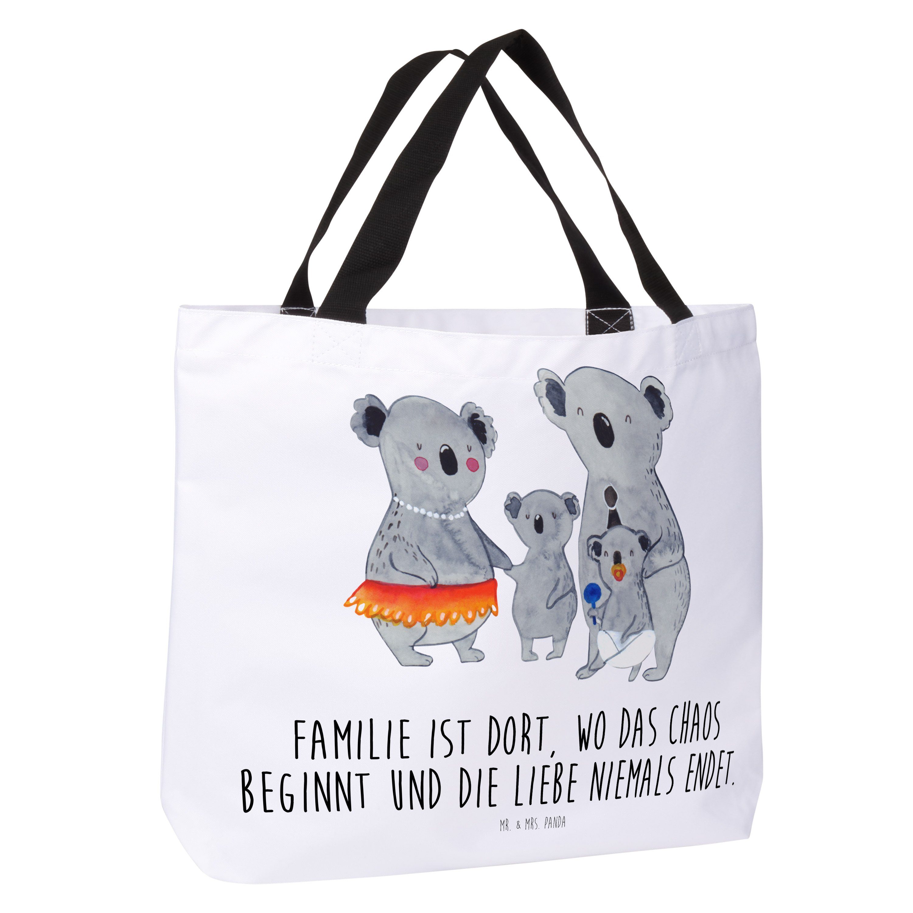 Panda Mrs. - Mama, Familie Mr. Koala Shopper, & Geschenk, Shopper - Strandta Geschwister, (1-tlg) Weiß
