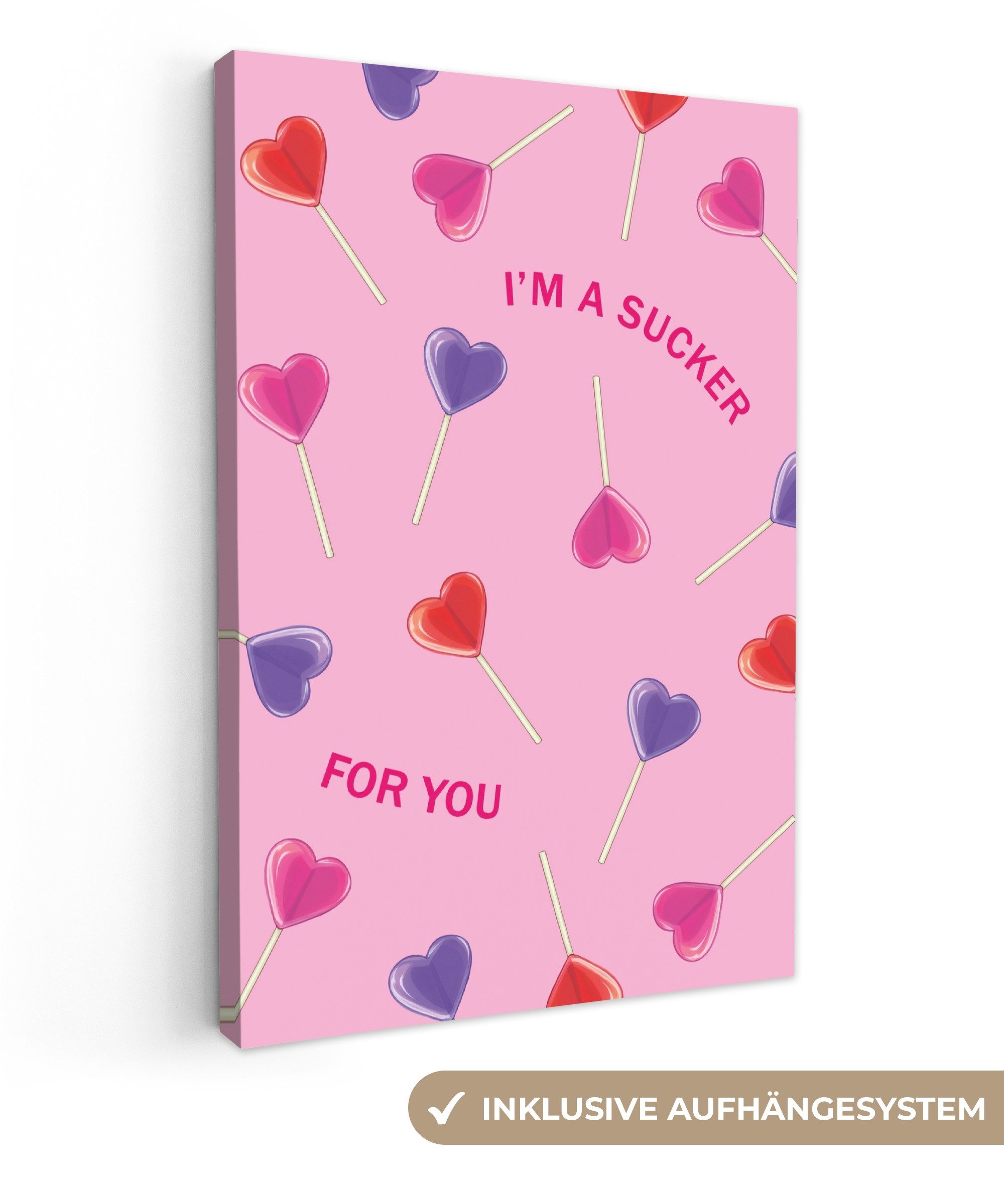 OneMillionCanvasses® Leinwandbild Lutscher - Valentinstag - günstig online kaufen