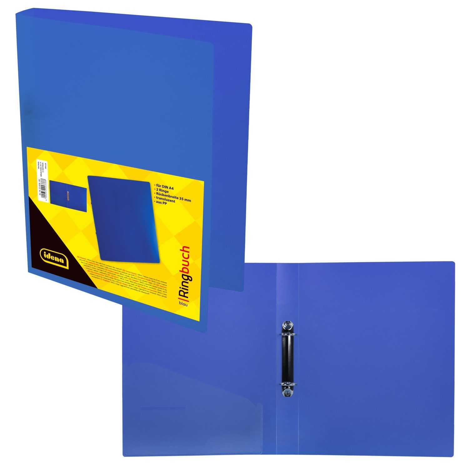 Idena Hefter Idena 224338 - Ringbuch DIN A4, aus PP, 2 Ringe, 35 mm Rückenbreite
