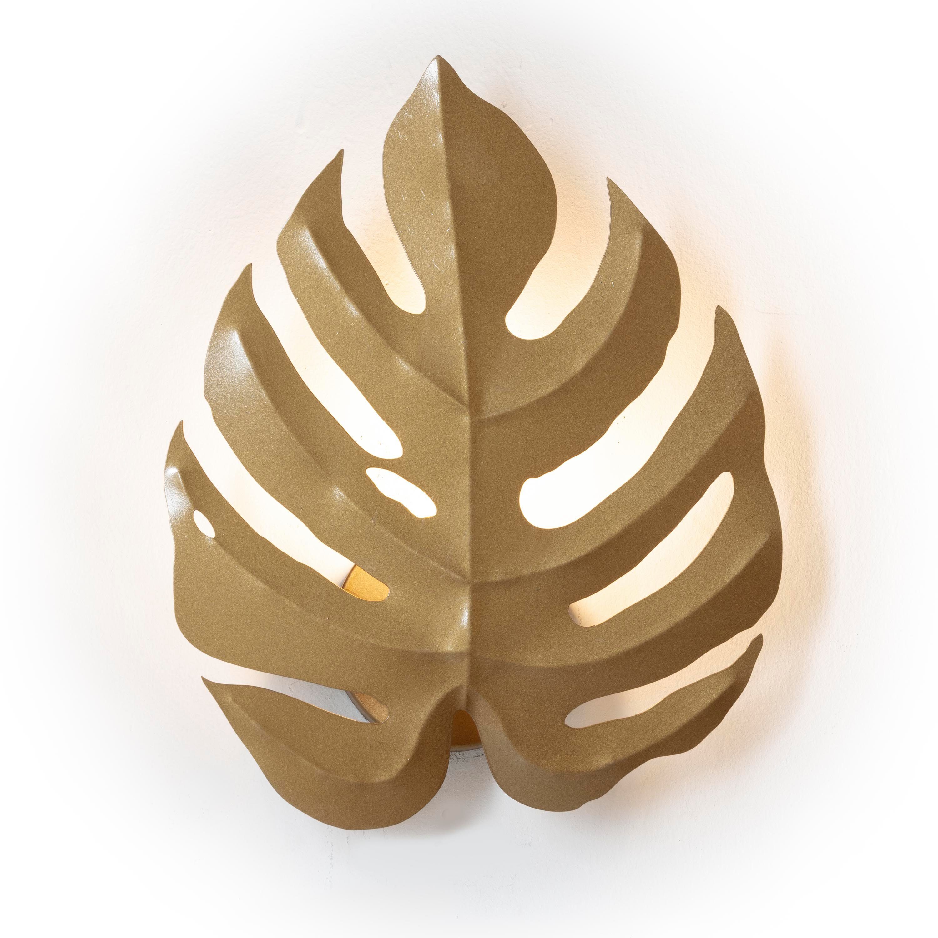 Wandleuchte Wandleuchte Blatt in gold, Metall