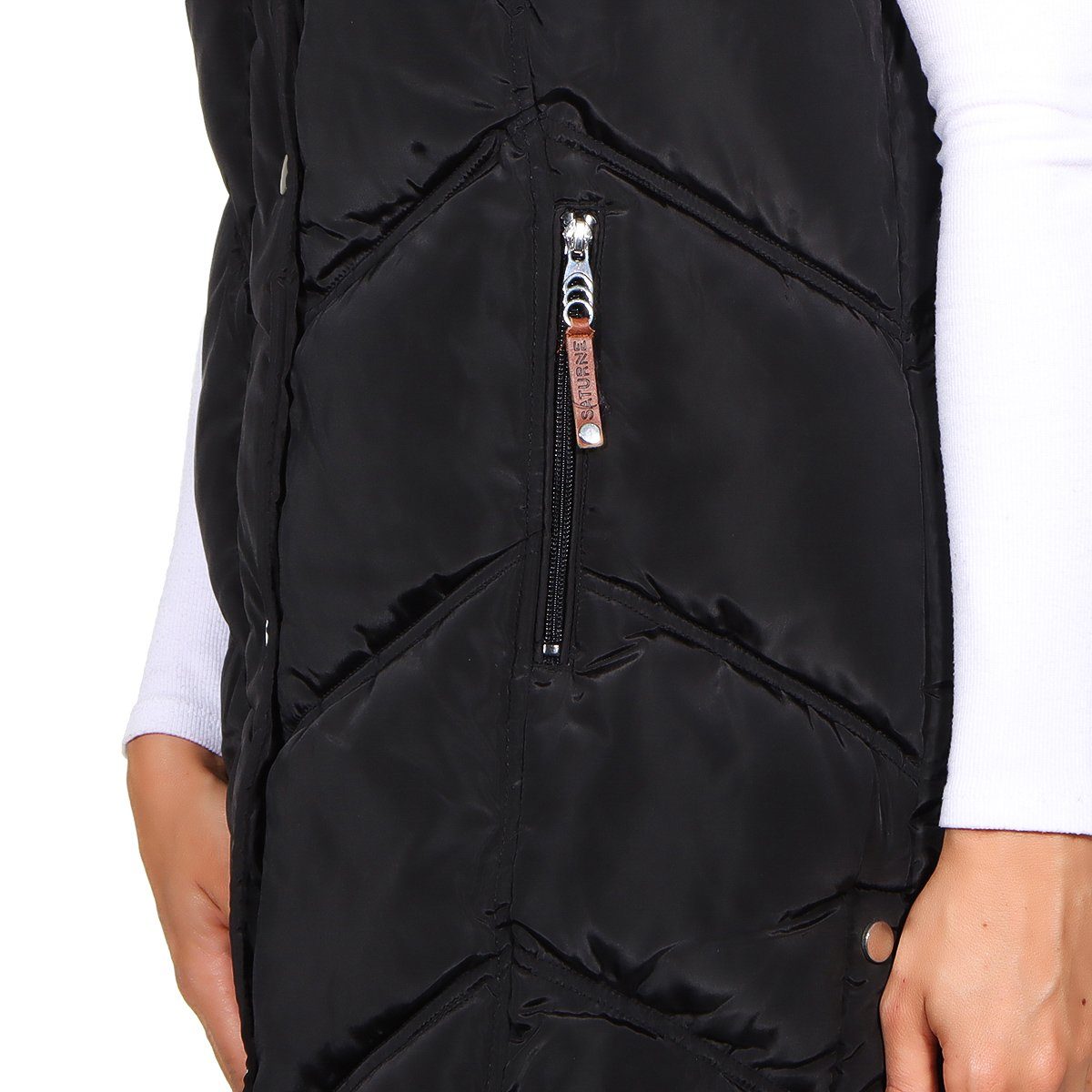 OriginalYou Steppweste Damen Longweste mit moderner Steppung abnehmbare Kapuze, auch in großen Größen erhältlich – Bild 5 von 5