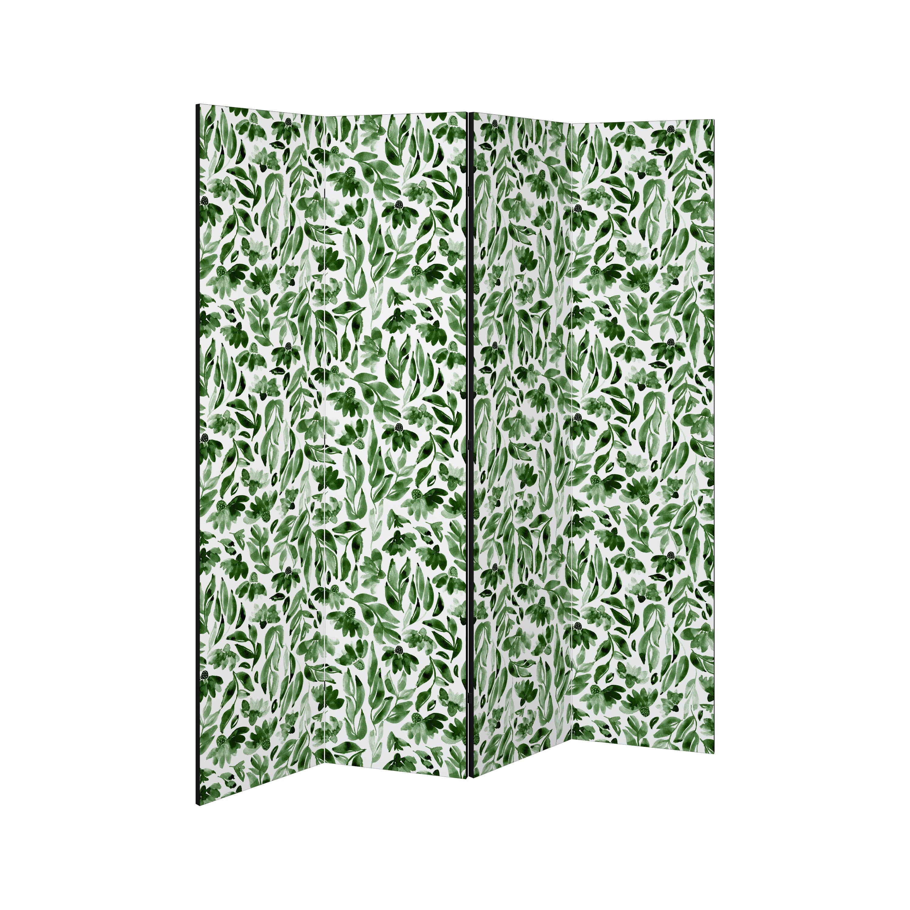 SPACEREBELS Paravent LEAFY LAYERS (1 St), Raumteiler mit 4 Paneelen, beidseitig bedruckt, 152 x 168 cm