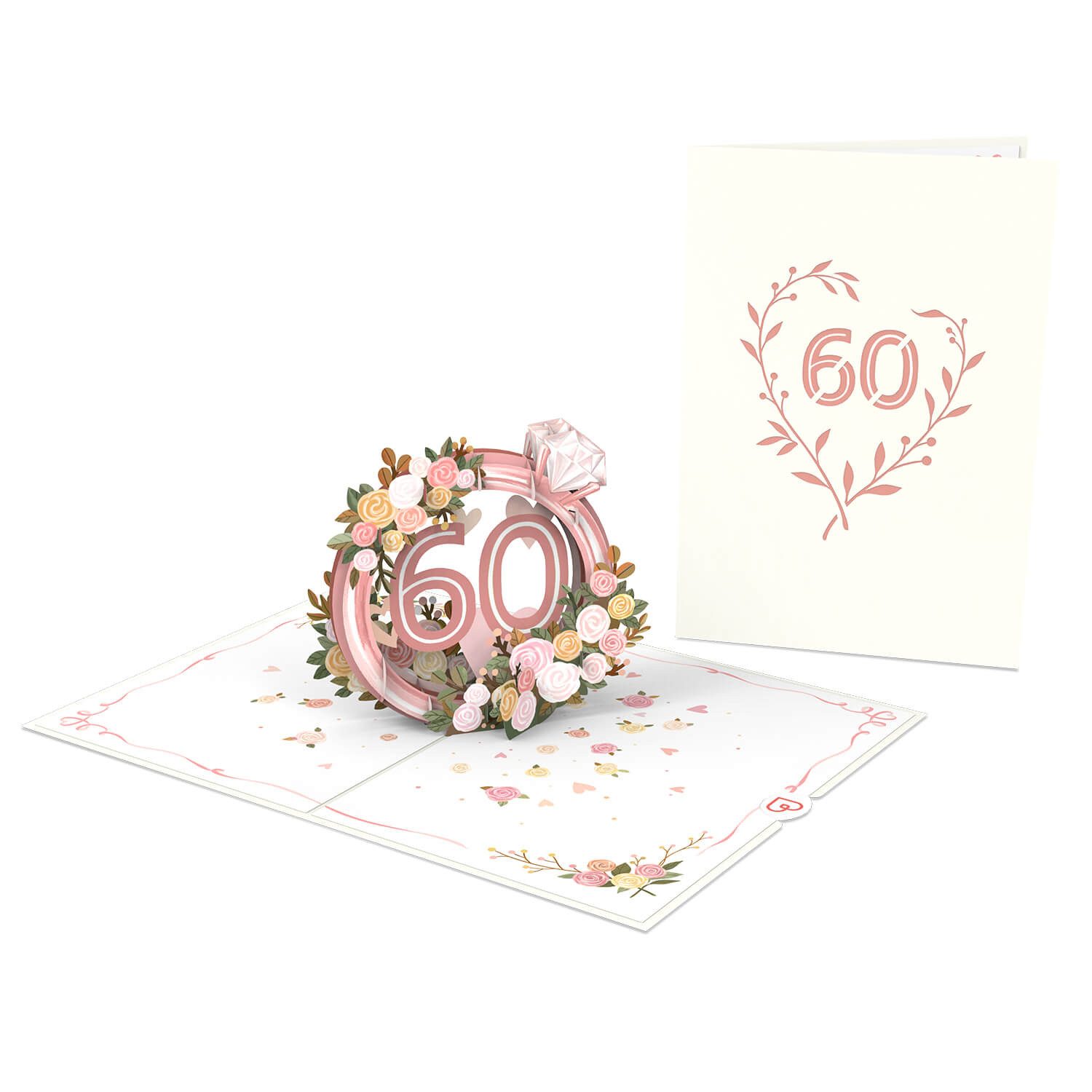 papercrush Glückwunschkarte Diamanthochzeit Pop-Up Karte, Diamantene Hochzeit, 60 Jahre Jubiläum, Handgemacht