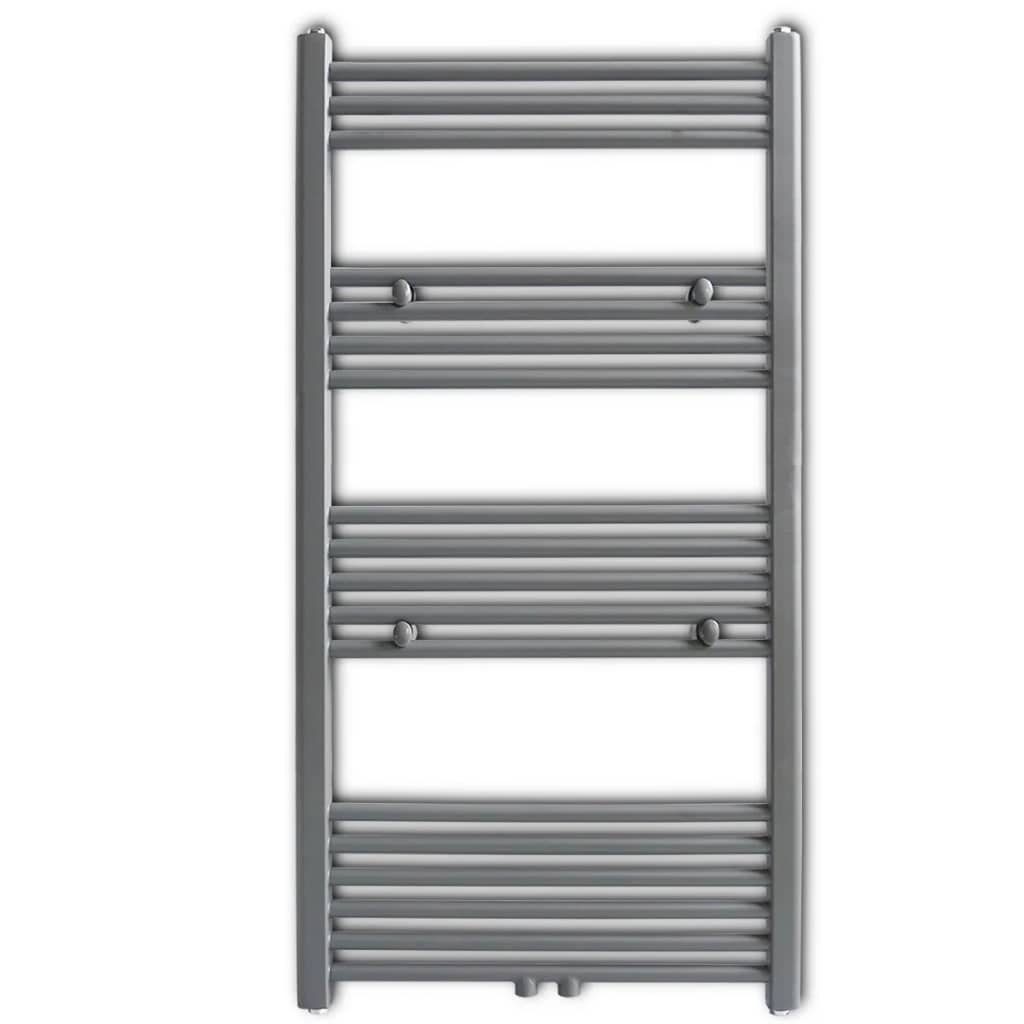 vidaXL Heizkörper Handtuchheizkörper Warmwasser Gerade Grau 600x1160 mm