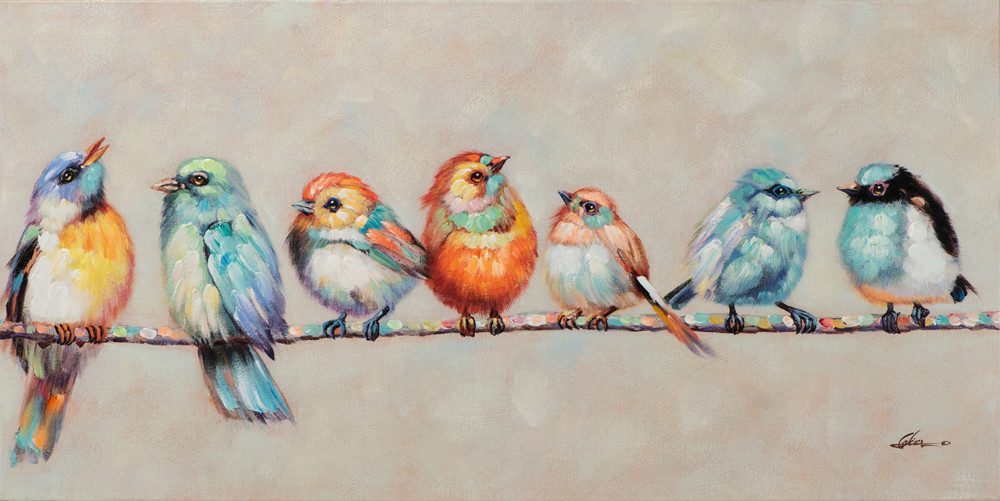ArtUniverse Gemälde Vögelchen 60x120 cm Vogel, Vogelschar
