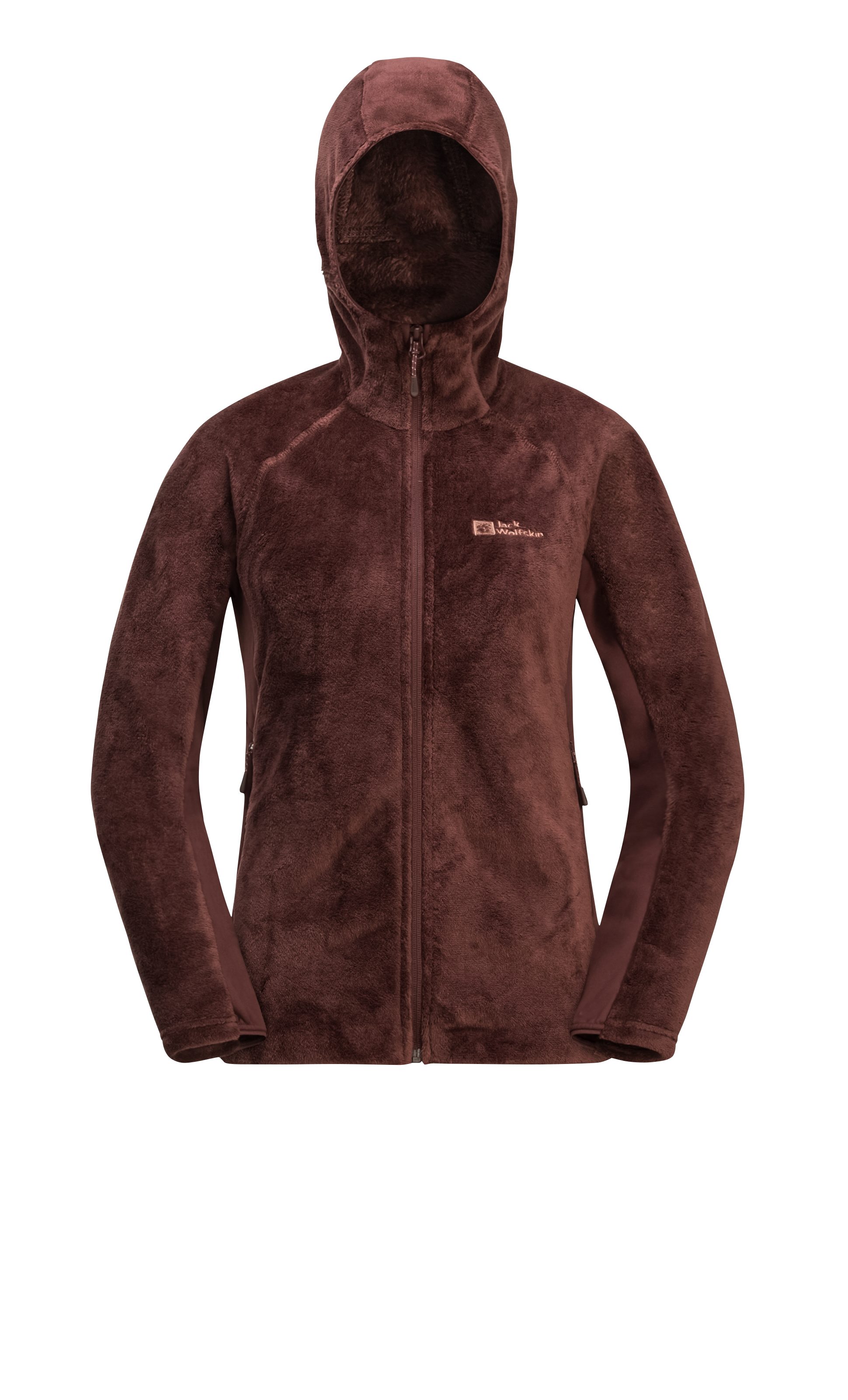 Fleecejacke hochflorig HOODED Jack W ROTWAND FZ Wolfskin