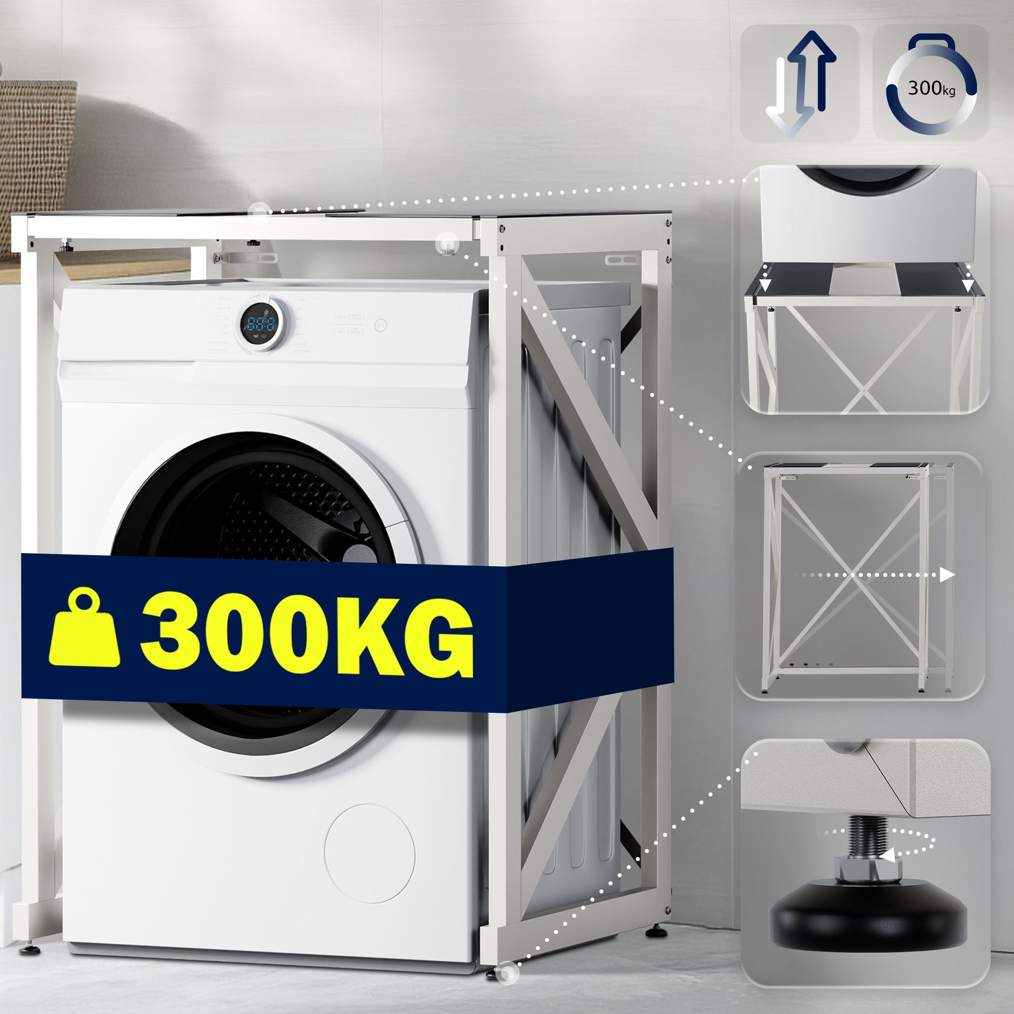 TPFLiving Waschmaschinenunterschrank Valmora (Robustes Waschmaschinenregal günstig online kaufen