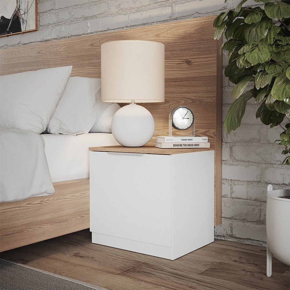 Vicco Nachtschrank Betti, Weiß/Sonoma, 50 x 50 cm mit 1 Türen (1-St)