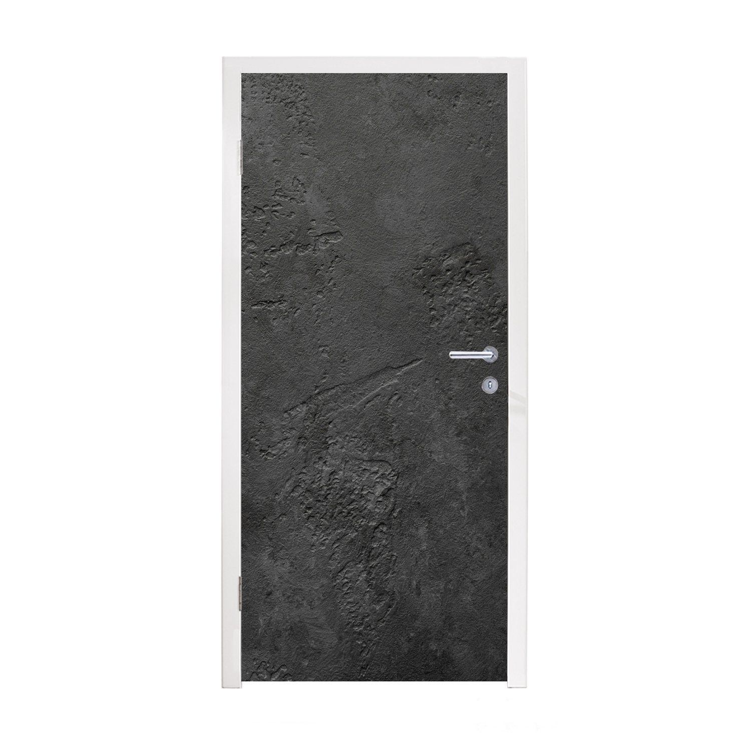 MuchoWow Türtapete Beton - Strukturiert - Industriell - Schwarz - Grau, Matt, bedruckt, (1 St), Fototapete für Tür, Türaufkleber, 75x205 cm
